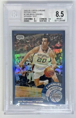 2002-03 Topps Chrome Refractor Manu Ginobili Spanish Rookie - BGS 8.5 - Image 1 of 2