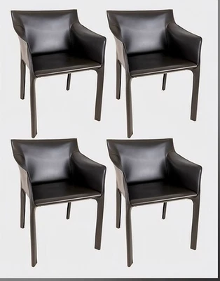 (4) Sillas de comedor MATTEO GRASSI Coco cuero negro Korium Italia Foto 1 de 4