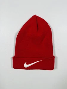 Nike Sombrero Gorra Gorro Tejido Rojo Blanco Swoosh Bordado Puños Invierno Hombres Leer - Imagen 1 de 2