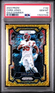 2023 Panini Prizm Chris Jones #142 Gold Shimmer PSA 10 - Foto 1 di 2