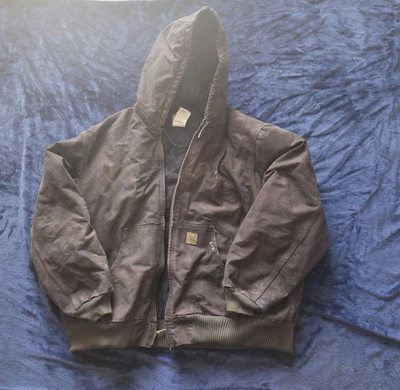 2009 Carhartt J130 Hooded Jacket Distressed Chocolate Brown 2XL Heavyweight  - Image 1 of 4