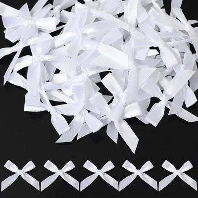 Mini Satin Ribbon Bows - Small White Bow for Christmas Birthday Party Decorat... - Image 1 of 4