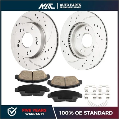 Conjunto de freio dianteiro perfurado e com fenda compatível com 2013-2014 Acura ILX 2012-2014 Honda Civic - Imagem 1 de 4