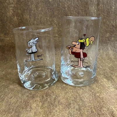 2 Vintage Johnny Hart B.C. Comics Caveman Thor & Arby's Ice Age Jane Glasses - Image 1 of 4