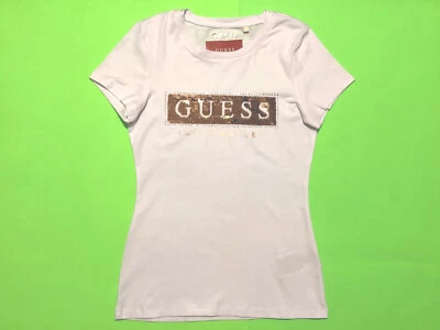 Camiseta para mujer GUESS Los Angeles manga corta talla PEQUEÑA blanca con dorado Foto 1 de 4