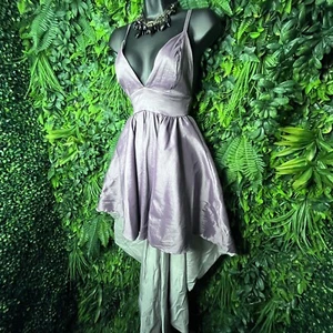 Vestido Kloset Therapy Mujer Pequeño Alto Bajo Dobladillo Púrpura Ajuste Acampanado Cintura Imperio 0605 - Imagen 1 de 13