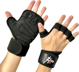 Fitdo Fit Workout Gloves Black Unisex Size Large Ventilated Silicone Padding - Picture 1 of 5