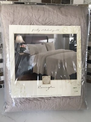 KING Finely Stitched Quilt by Carrington Sand/Tan/Taupe NIP 102”x 86” Classic - Image 1 of 4