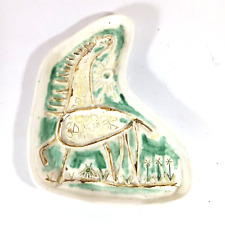 Giraffe Ceramic Clay Trinket Tray Dish MCM Handmade Naif
