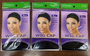 Annie Stocking Wig Cap #4400 One size (pack of 3) Black -BF - Picture 1 of 2