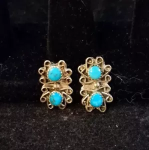 Sterling silver turquoise earrings C 700 - Picture 1 of 3
