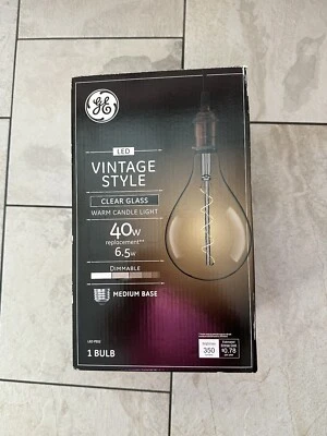 GE Giant Vintage Style LED 40W 6.5W PS52 Warm Candle Light Clear Glass Bulb - Image 1 of 4