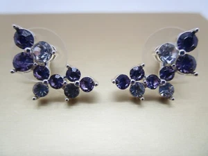 Napier Ladies Pierced Purple and White Stone Cluster Vibrant Colors - Picture 1 of 7