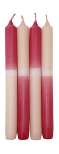 Dip Dye Stabkerzen Leuchterkerzen 4er Pack Himbeer-Creme Kerzen Wiedemann Neu - Picture 1 of 6