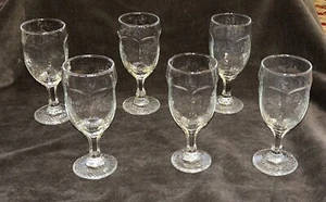 6 Libbey Chivalry Clear Red Wine Glasses Set Clear Textured Pebbled Paneled EUC - Picture 1 of 7