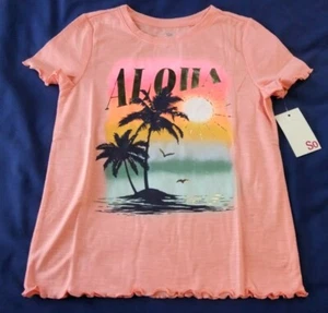 NWT Girls SO® 8 FAVORITE TEE Pink Colorful HAWAIIAN Tropical Theme ALOHA - Picture 1 of 4