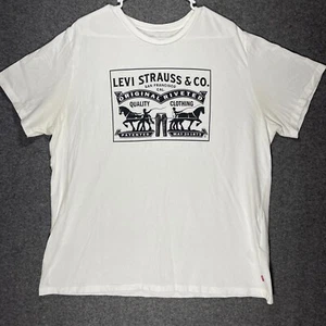 Camisa LEVIS Adulto XXL Blanca Dos Caballos Gráfico Tirar Cuello Redondo Manga Corta Para Hombres - Imagen 1 de 10