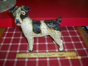 A.I. described HUBLEY LARGE WIRE HAIR FOX TERRIER CAST IRON DOG DOORSTOP 10" - Picture 1 of 8