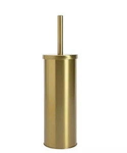 New Metal Toilet Brush with Lid, Includes Removeable Inner Bin. - Gold - Picture 1 of 2