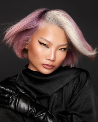 Perucas da moda roxas corte bob com destaque loiro 100% cabelo humano renda frente perucas - Imagem 1 de 4