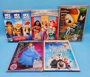 Lot of 5 Disney Blu-Ray Movies (3 sealed, 2 open) Ice Age, Frozen, Bambi, & More - Picture 1 of 8