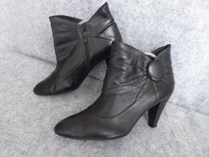 MINELLI bottillons courts Cuir Noir t 40 Talon 9 cm PARFAIT ETAT - Picture 1 of 7