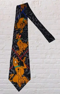 Vtg 1998 Scooby-Doo Cartoon Network Black Novelty Necktie Hanna-Barbera - Image 1 of 4