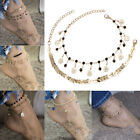 Black Rhinestones Moon Star Female Anklet Set Bohemian Ankle Bracelet Leg Chain