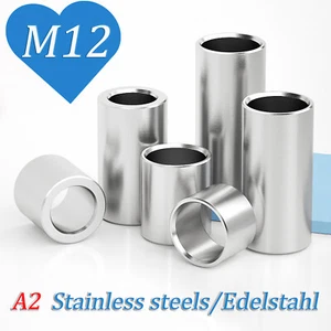 Edelstahl V2A Hülsen | Distanzhülsen Abstandshülsen Metallhülsen M12 AD 16-40mm - Bild 1 von 28