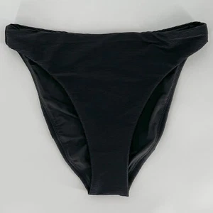 J. Crew Womens Ribbed Cheeky Bikini Swim Bottom Size S Black High Waist High Leg - Picture 1 of 8