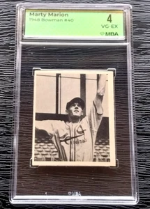 1948 BOWMAN MARTY MARION BASEBALL ROOKIE CARD #40 ****NO CREASES**** MBA 4 VGEX - Picture 1 of 4