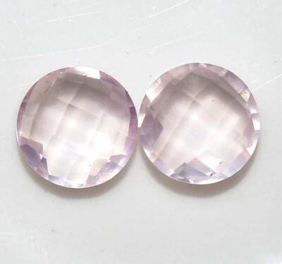 3.43 CTS Natural Rose Quartz Round Briolette Checker Cut Pair 8 mm Loose Gems - Image 1 of 4
