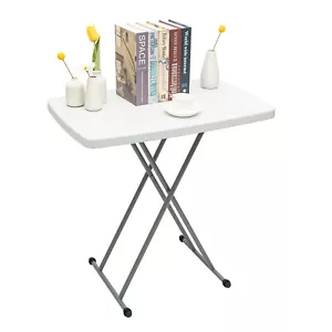 Height Adjustable Folding Table Snack Desk Laptop Table Small Computer Desk - Picture 1 of 16