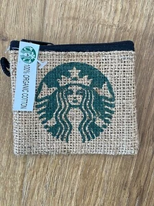 Starbucks burlap Organic Cotton Coin Purse BRAND NEW - Imagen 1 de 4