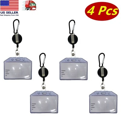 Carrete de 4 piezas con soporte para tarjeta de identificación, clip para cinturón, llavero de aluminio, impermeable, negro Foto 1 de 3