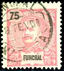 1897 Rey Carlos I, Definitivos, Portugal, Funchal, Mi.20 A, 75R, VFU - Imagen 1 de 1