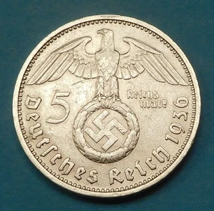 1936-D  GERMANY 5 MARK COIN - Third Reich - SILVER German - Picture 1 of 2