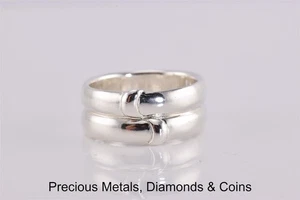 Sterling Silver 9mm Offset Swirls Double Band Ring 925 Sz: 8  - Picture 1 of 6