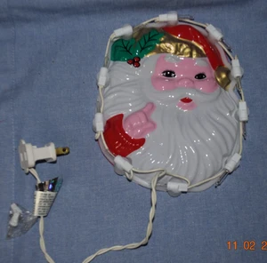 Vintage Light Up Christmas Window Decor Santa Claus Hanging Retro Molded Plastic - Picture 1 of 2