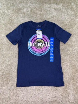 Hurley Boy's Size L Blue Short Sleeve Logo T-Shirt Tee Night Force E885 - Image 1 of 4