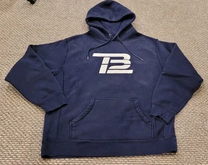Tom Brady TB12 Hoodie Blue Heavyweight Hooded Sweatshirt Pullover Men's Sz L EUC - Picture 1 of 13