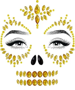 Leg Avenue Sugar Skull selbstklebender Gesichtsschmuck Aufkleber, gold, Einheitsgröße - Bild 1 von 2