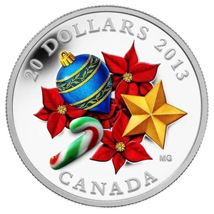 2013 $20 Venetian Glass Candy Cane in Murano Glass - Pure Silver Coin - Picture 1 of 4