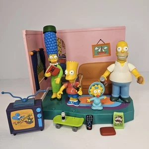 Vintage getestet The Simpsons Playmates Wohnzimmer Spielset 4 Figuren Lot + Zubehör - Bild 1 von 24