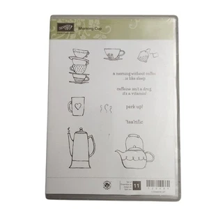 Estampación TAZA DE LA MAÑANA Estampillas de montaje adhesivo Café Té Perk Up Hervidor de agua - Imagen 1 de 7