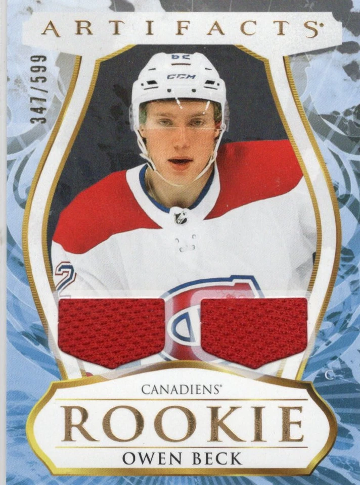 OWEN BECK 2023-24 Upper Deck Artifacts Rookie Dual Gold Jersey Relic /599 #198 - Image 1 of 1
