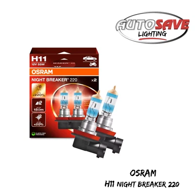 OSRAM Night Breaker 220 H11 Car Headlight Bulbs (Twin Pack) - 220% NEW 2024 - Image 1 of 4