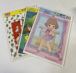 Vintage Golden Books Frame Tray Puzzle LOT 3 Disney Precious Moments - Picture 1 of 4