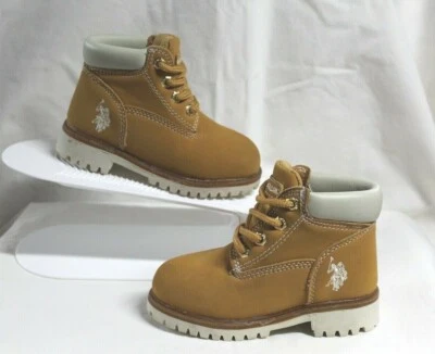 USPA US Polo Assn Niños Zapatos Talla 9 Altos Marrón Con Cordones Imitación Gamuza Foto 1 de 4