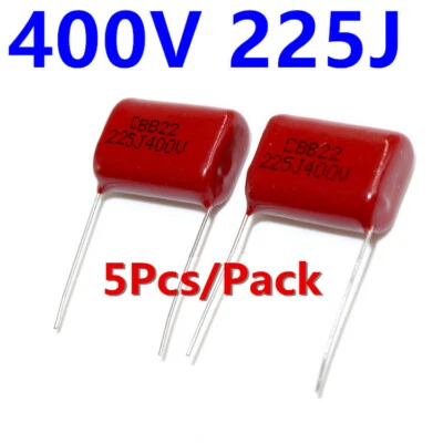 5Pcs CBB CBB22 Capacitor 225J 400V 2.2UF 225K P=25mm for welding machine